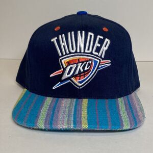 Oklahoma City Thunder Mens Hat Cap Snapback Blue Stripe NBA Logo Adjustable